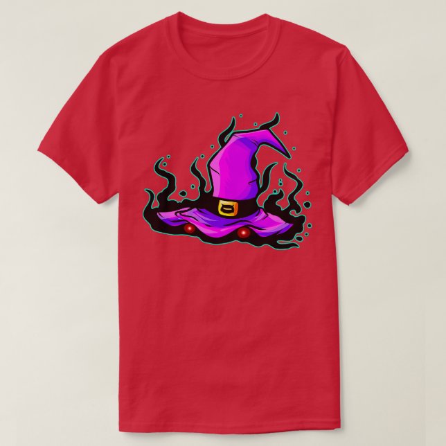 Evil Witches Hat With Glowing Eyes For Halloween  T-Shirt (Design Front)