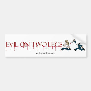 evilontwolegs.com logo bumper sticker