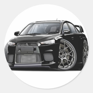 Evo Black Car Classic Round Sticker