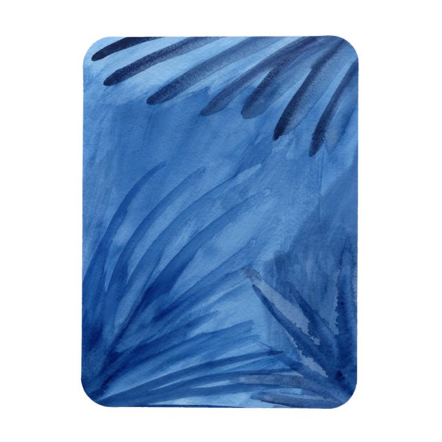 Evocative Abstract Blue Rays Watercolor Painting Magnet (Vertical)