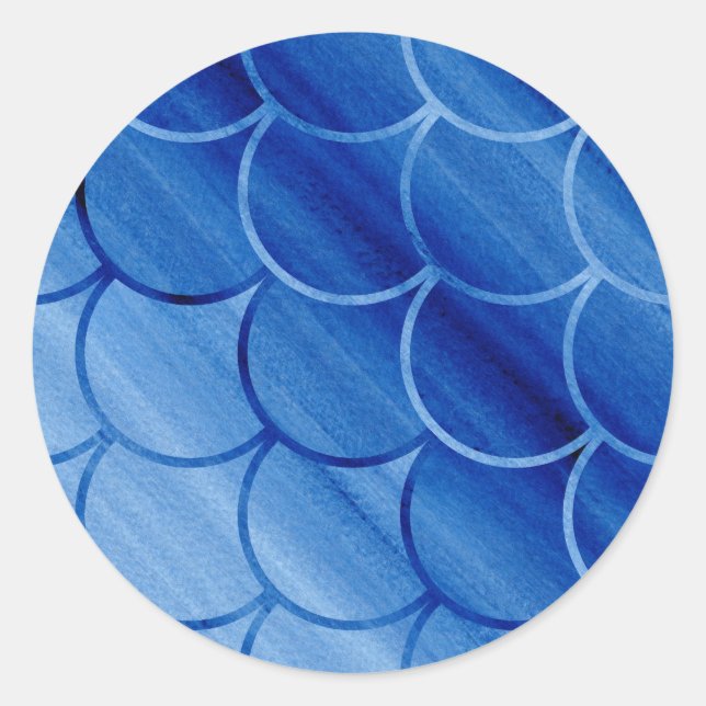 Evocative Painted Blue Scale Pattern Stickers (Front)