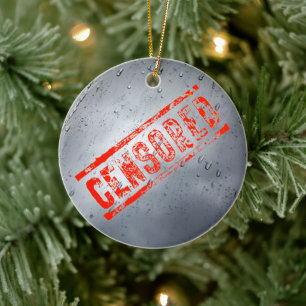 Evoke Mystery with our Censored Stamp Ceramic Tree Decoration