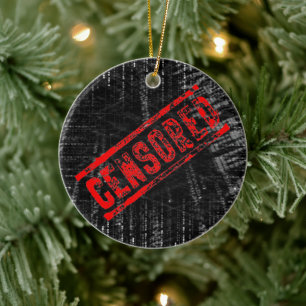 Evoke Mystery with our Exclusive Censored Stamp Ceramic Tree Decoration