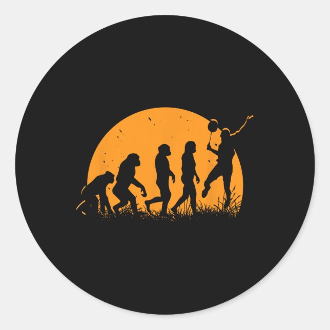 Evolution Badminton Player Racket Shuttle  Classic Round Sticker (Front)