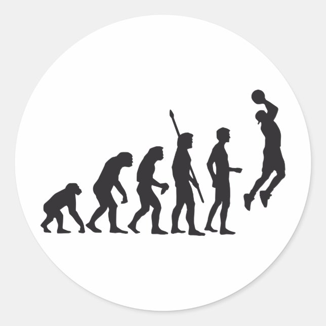 evolution basketball classic round sticker (Front)