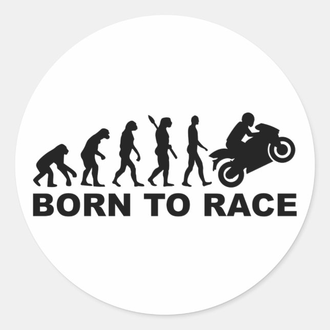 Evolution born to race motorcycle classic round sticker (Front)