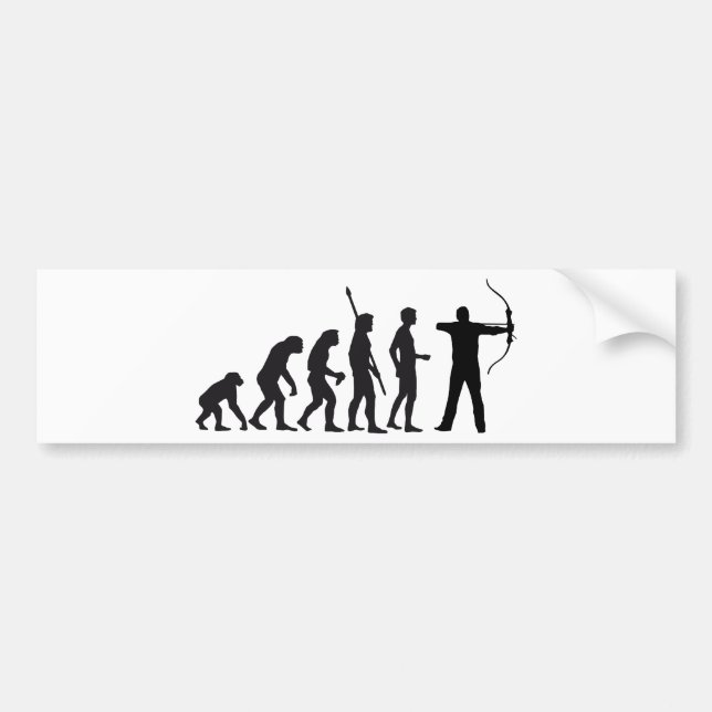 evolution bow and arrow bumper sticker (Front)