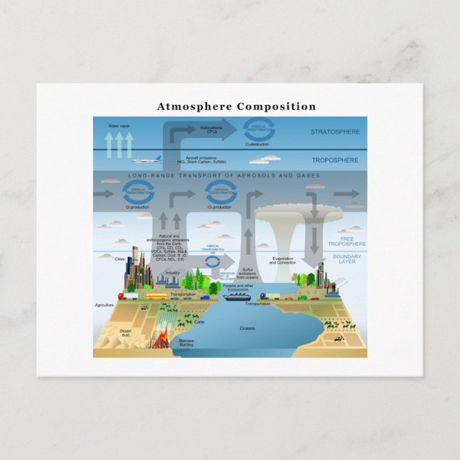 Evolution Cycles of Elements in Earth's Atmosphere Postcard (Front)