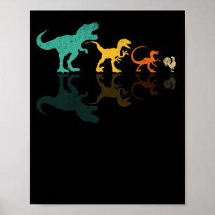 Evolution Dinosaur T Rex Velociraptor Chicken Poster