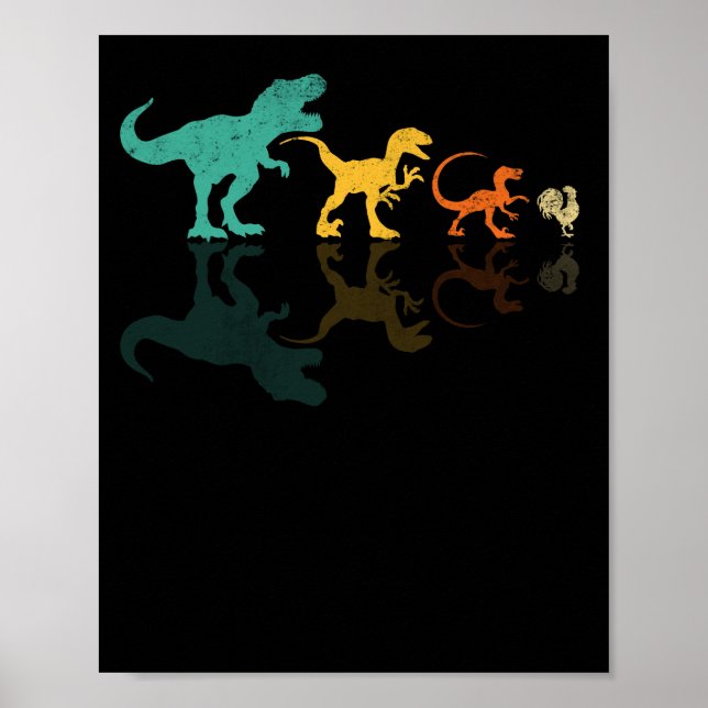 Evolution Dinosaur T Rex Velociraptor Chicken Poster (Front)