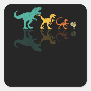 Evolution Dinosaur T Rex Velociraptor Chicken Square Sticker