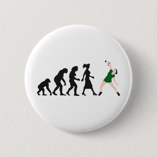 evolution female badminton player 6 cm round badge