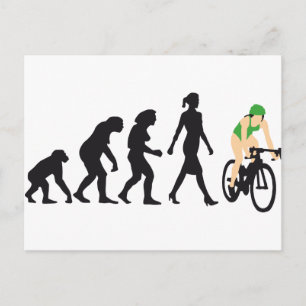 evolution female bicacle racer postcard