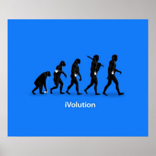 Evolution from Ape to Man with iPod Poster