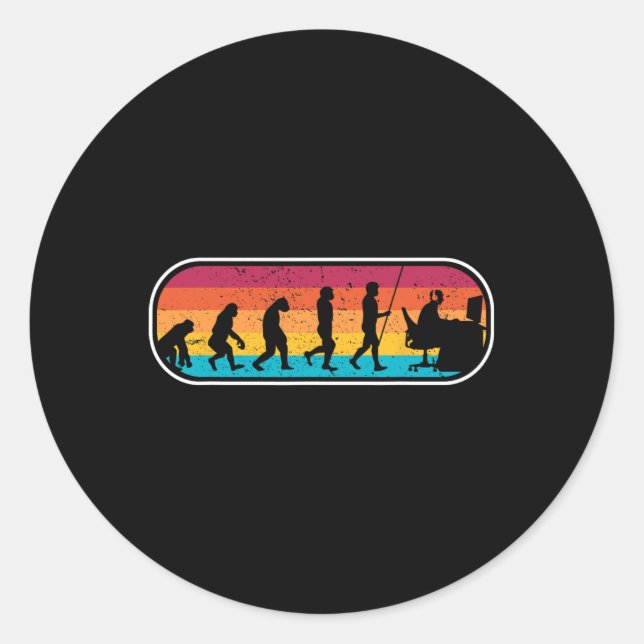 Evolution Gamer Computer Freak Geek Nerd Pc Game  Classic Round Sticker (Front)