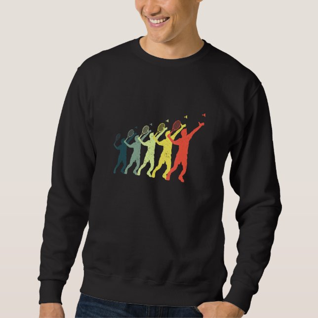 Evolution Graphic Badminton Player Shuttlecock Spo Sweatshirt (Front)