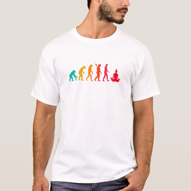 Evolution Graphic Meditating Meditation Relaxation T-Shirt (Front)