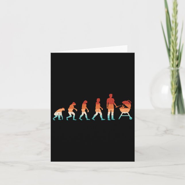 Evolution Grilling Funny Bbq Retro Grill Rbecue  Card (Front)