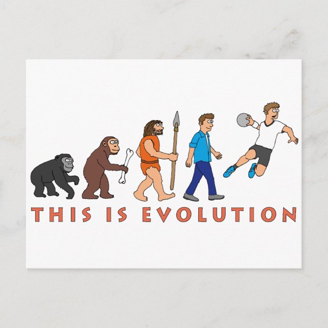 Evolution Handball Comic Style Postcard (Front)