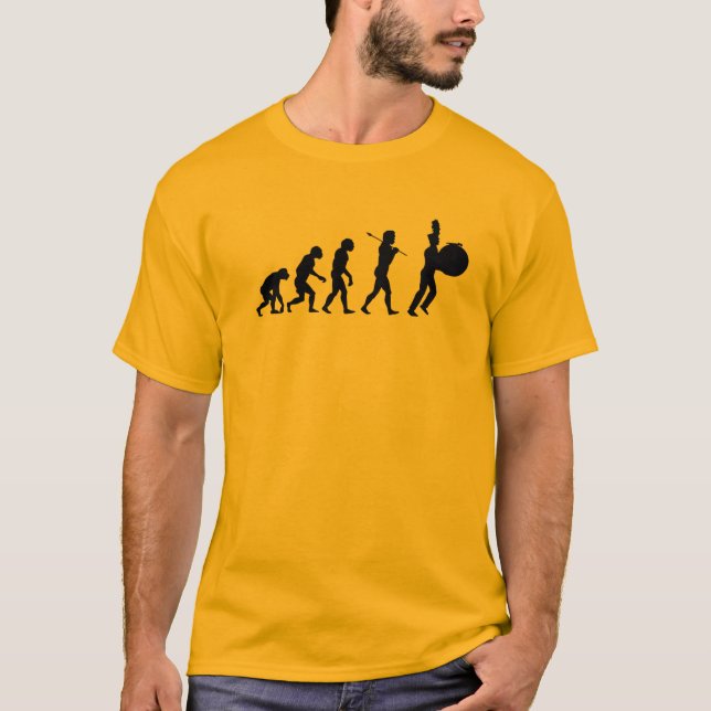 Evolution of a Bass Drummer (light colours) T-Shirt (Front)