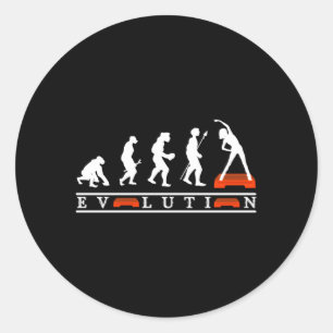 Evolution Of Aerobics With The Hu Evolution Step Classic Round Sticker