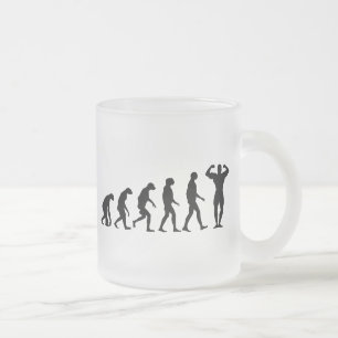 Evolution of Bodybuilding Frosted Glass Coffee Mug
