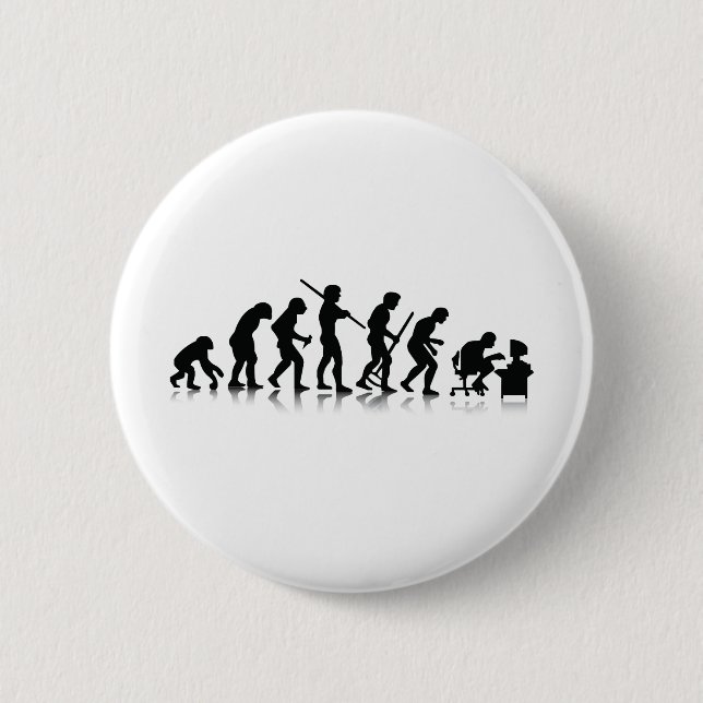 Evolution of Computer Addicts 6 Cm Round Badge (Front)