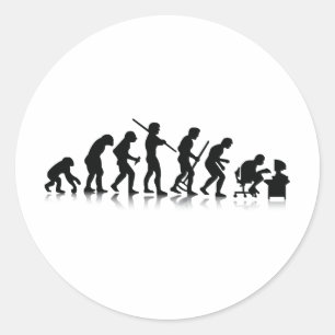 Evolution of Computer Addicts Classic Round Sticker