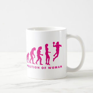 evolution of handball woman coffee mug