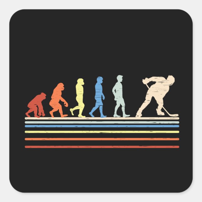 Evolution of Hockey Button Square Sticker (Front)