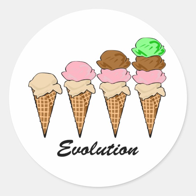 Evolution of Ice Cream Classic Round Sticker (Front)