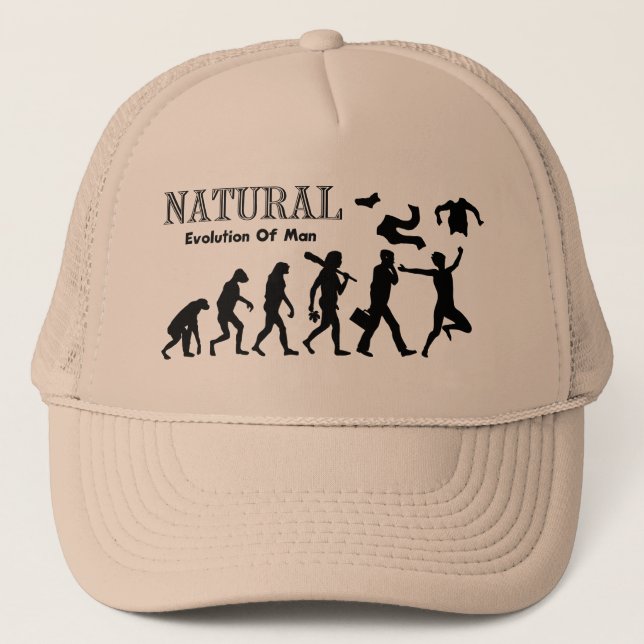 Evolution Of Liberated Man (Naturist Man) Trucker Hat (Front)