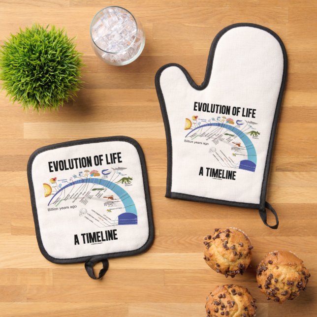 Evolution Of Life A Timeline Biology Oven Mitt & Pot Holder Set (Top Down)