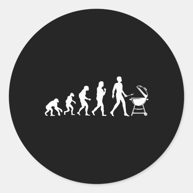 Evolution Of Man Bbq Grilling Design  Classic Round Sticker (Front)