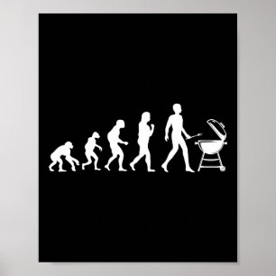 Evolution Of Man Bbq Grilling Design  Poster