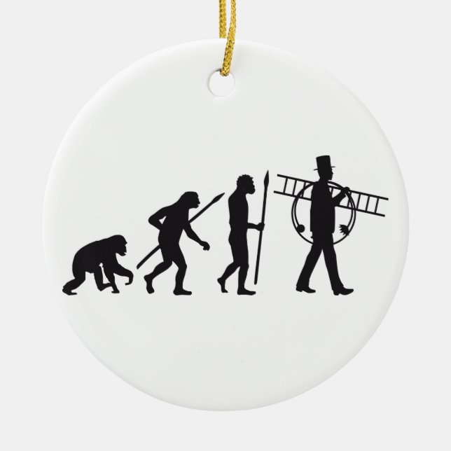 evolution of man chimney sweeps ceramic tree decoration (Front)