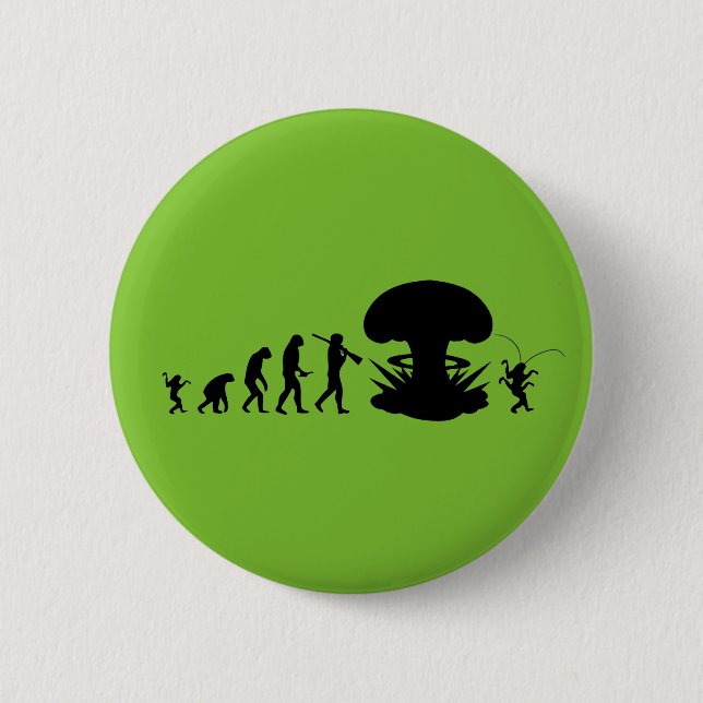 Evolution of Man & Cockroach Funny Evolution Chart 6 Cm Round Badge (Front)