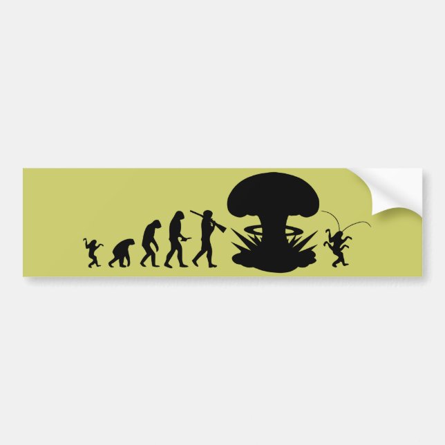 Evolution of Man & Cockroach Funny Evolution Chart Bumper Sticker (Front)