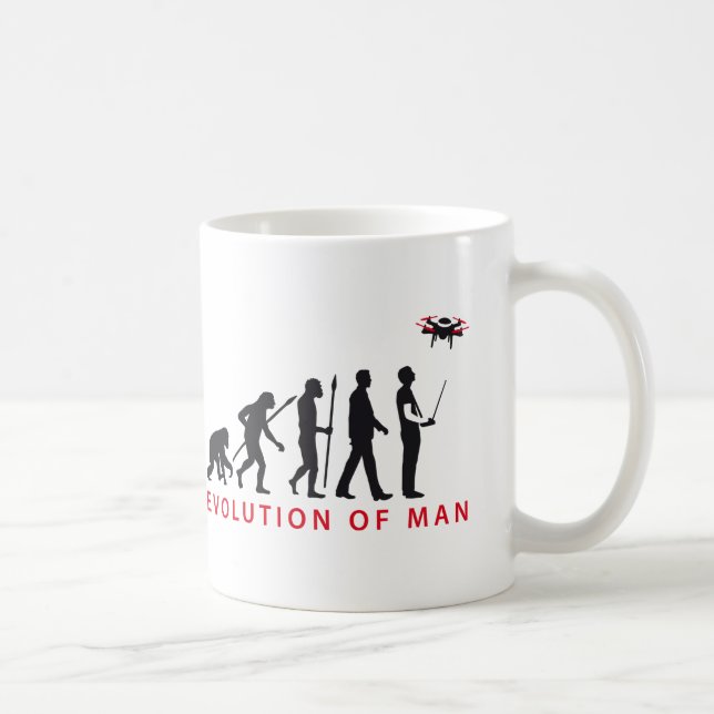 evolution of man controlling coffee mug (Right)