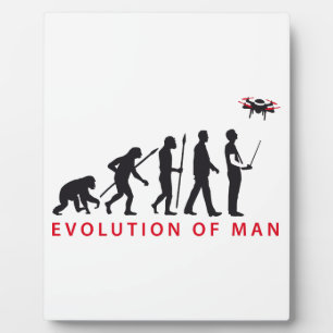 evolution of man controlling drone plaque