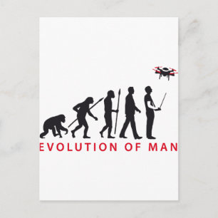 evolution of man controlling drone postcard