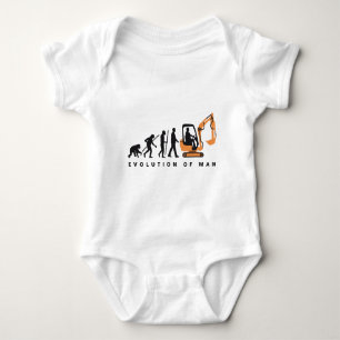 evolution of man excavator driver baby bodysuit