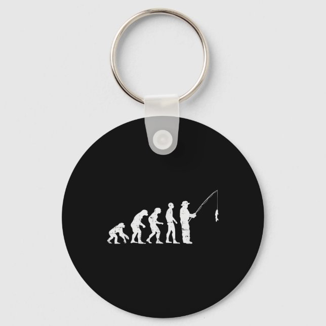 Evolution Of Man Fishing Funny Angling Fisherman A Key Ring (Front)