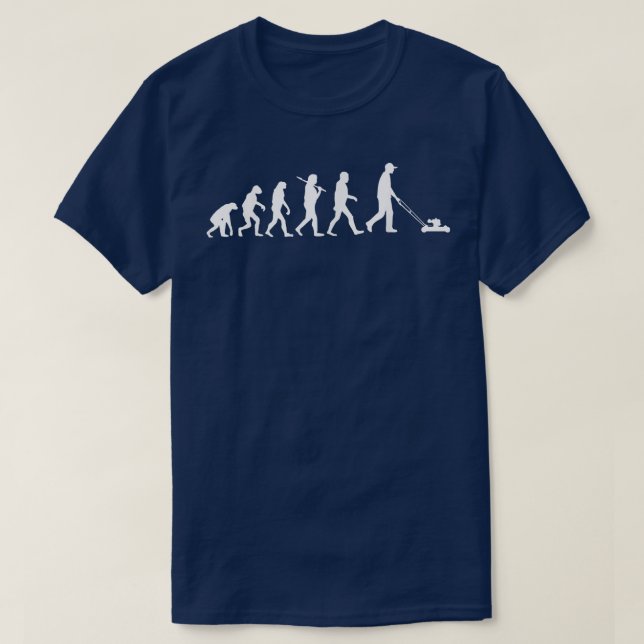 Evolution of man lawn mowing tshirt  Lawn mower Es (Design Front)
