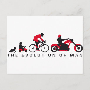 evolution of man motorcycle biker postcard