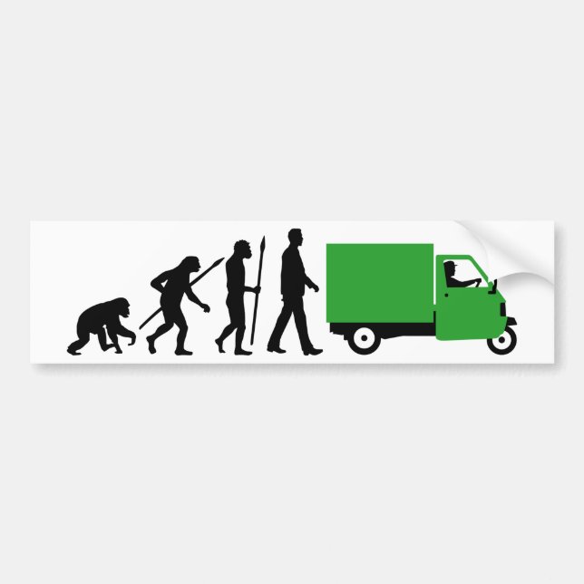 Evolution of man Piaggio Ape mini hauler Bumper Sticker (Front)