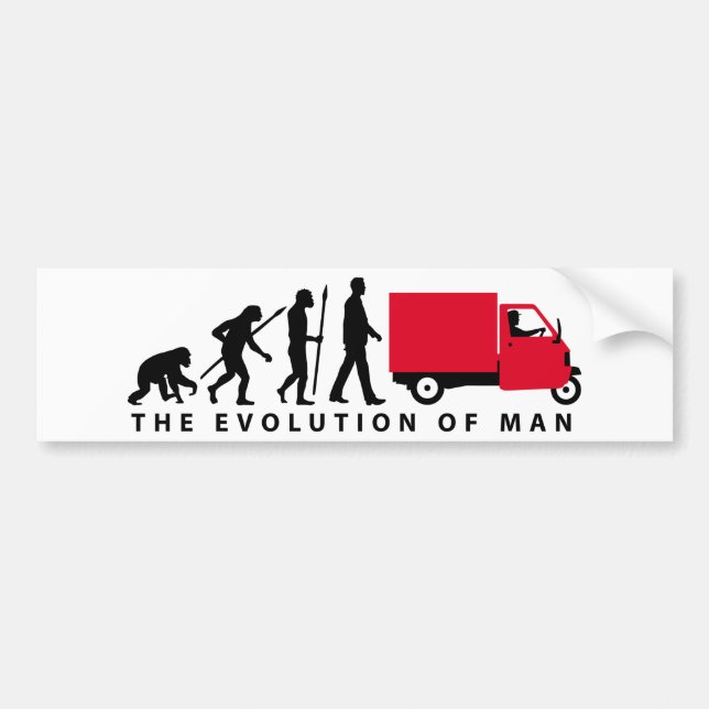 Evolution of man Piaggio Ape mini transporter Bumper Sticker (Front)