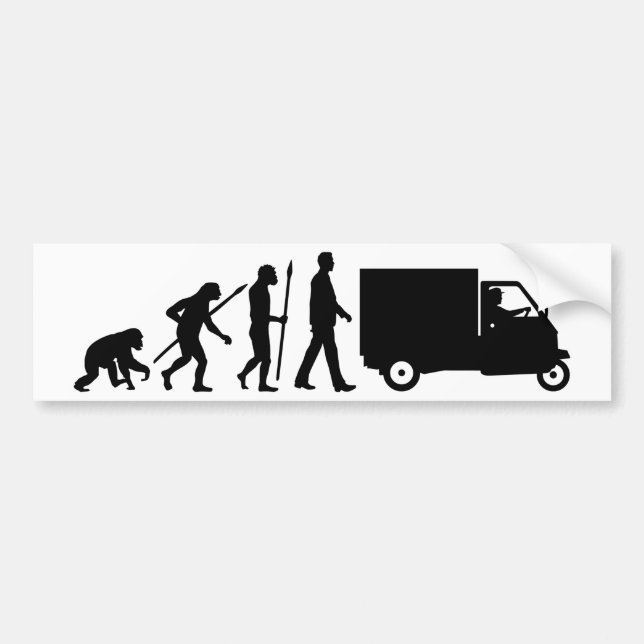 Evolution of man Piaggio Ape mini transporter Bumper Sticker (Front)