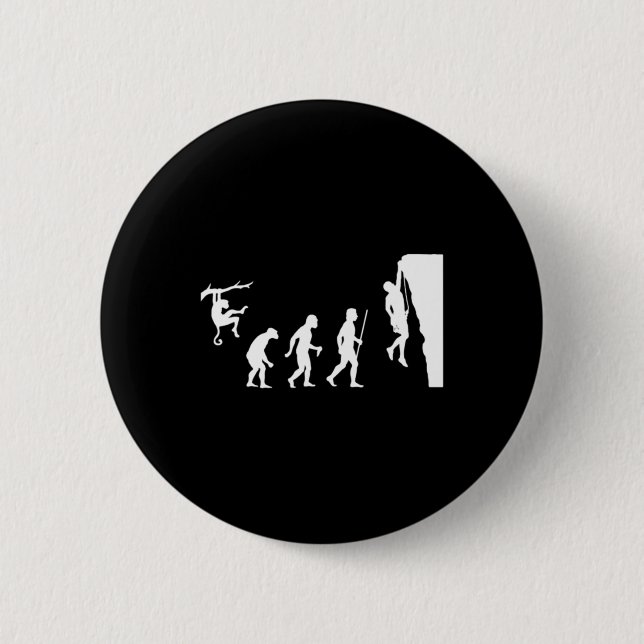 Evolution Of Man Rock Climbing  6 Cm Round Badge (Front)