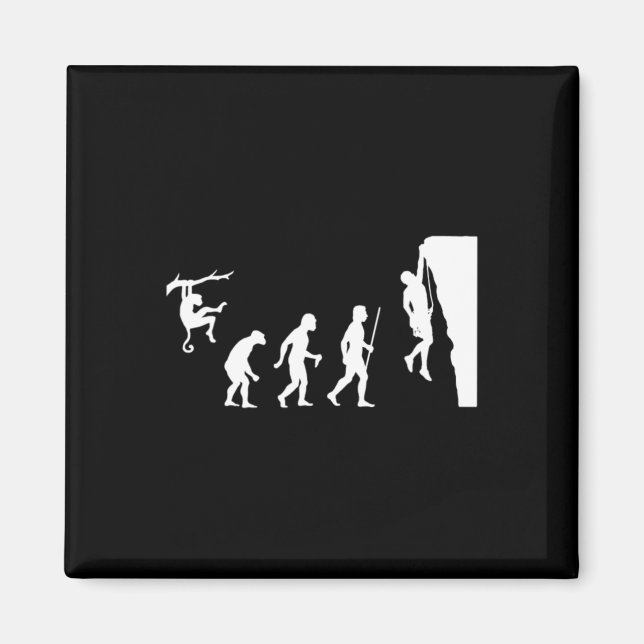 Evolution Of Man Rock Climbing  Magnet (Front)